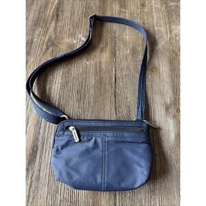 Travelon Sling Bag Crossbody Purse blue Flap Organizer Adjustable fanny pack